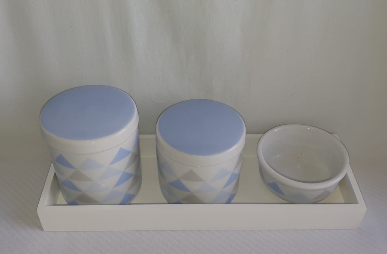 Kit Higiene Porcelana Triangulo Azul
